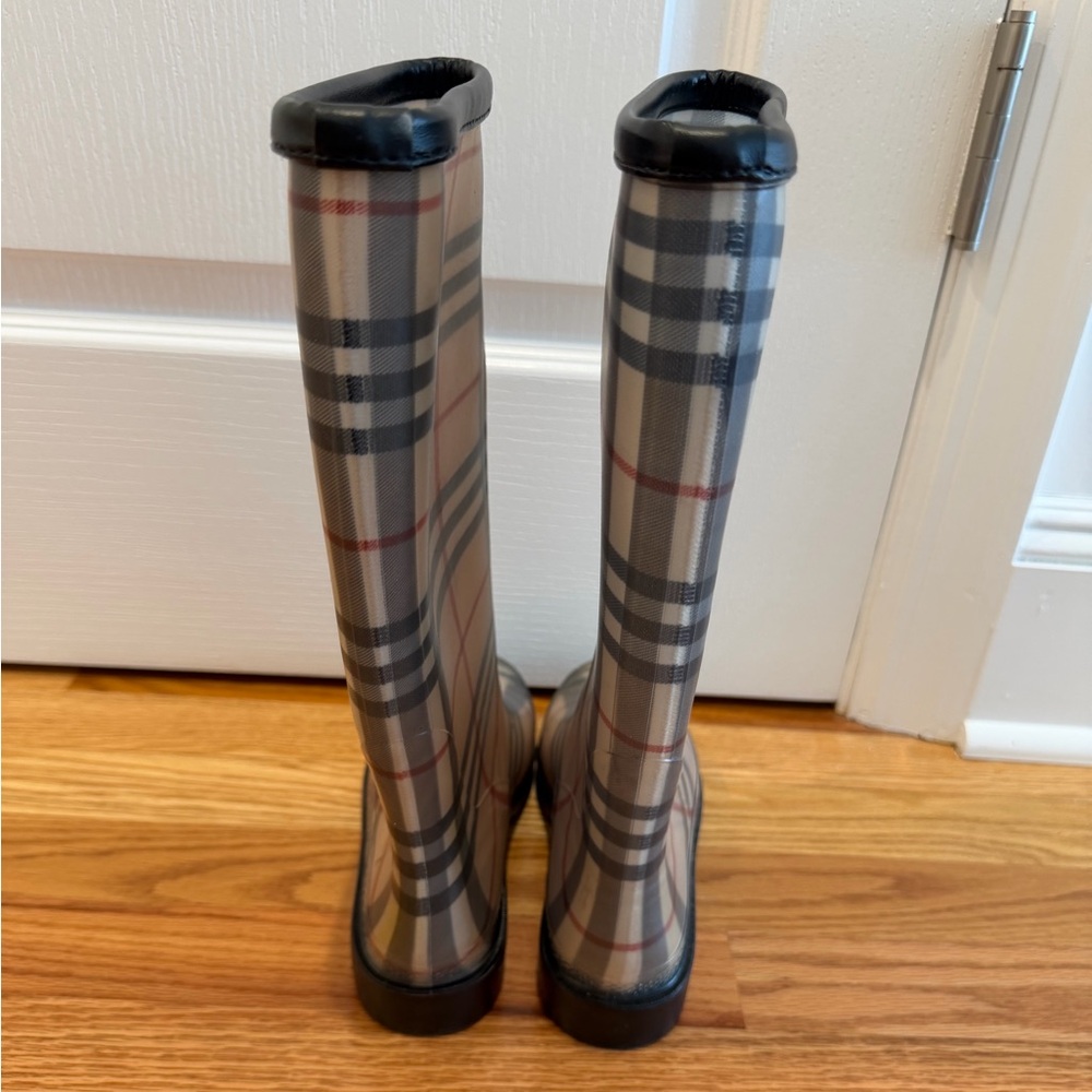 Burberry Plaid Winter Rain Boots - Beige, Red, and Black Size 7 - Picture 4 of 7